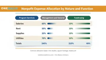 Nonprofit expense allocation matrix showing nature versus function classification method