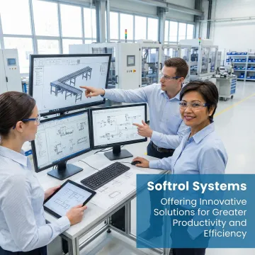 Engineers designing custom automation system blueprints