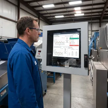 Engineer reviewing tunnel management dashboard