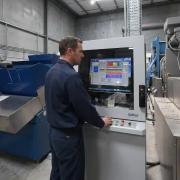 Plant operator reviewing real-time monitoring dashboard