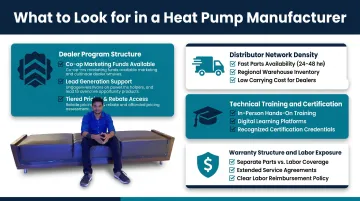 HVAC contractor heat pump brand selection checklist covering training warranty and distribution