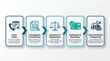 5-step claims management process from intake to closeout and data analysis