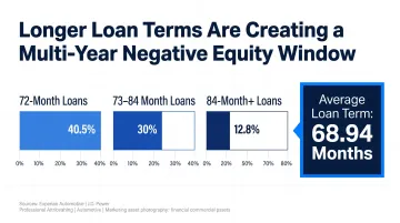 Auto loan term length trends showing rise of 72 and 84-month financing percentages