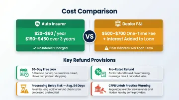 GAP insurance cost comparison insurer versus dealer channel with refund provisions breakdown