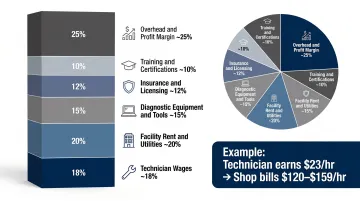 Six cost components that make up auto repair shop hourly billing rate breakdown