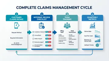 Warranty claims process workflow from customer request to quarterly performance review