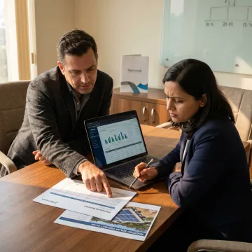 Business team planning solar warranty program